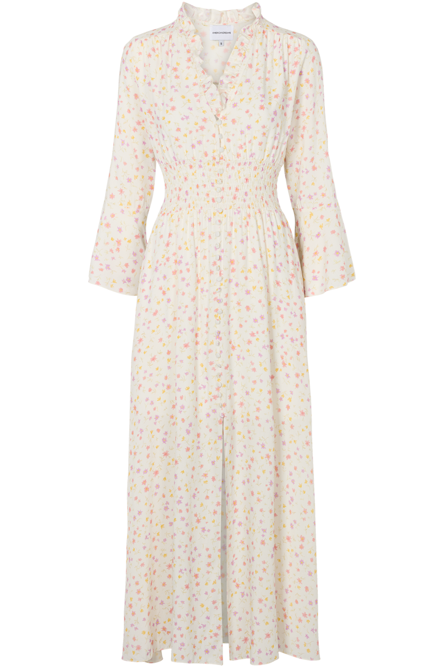 Sally Long Dress White Soft Berry Flower