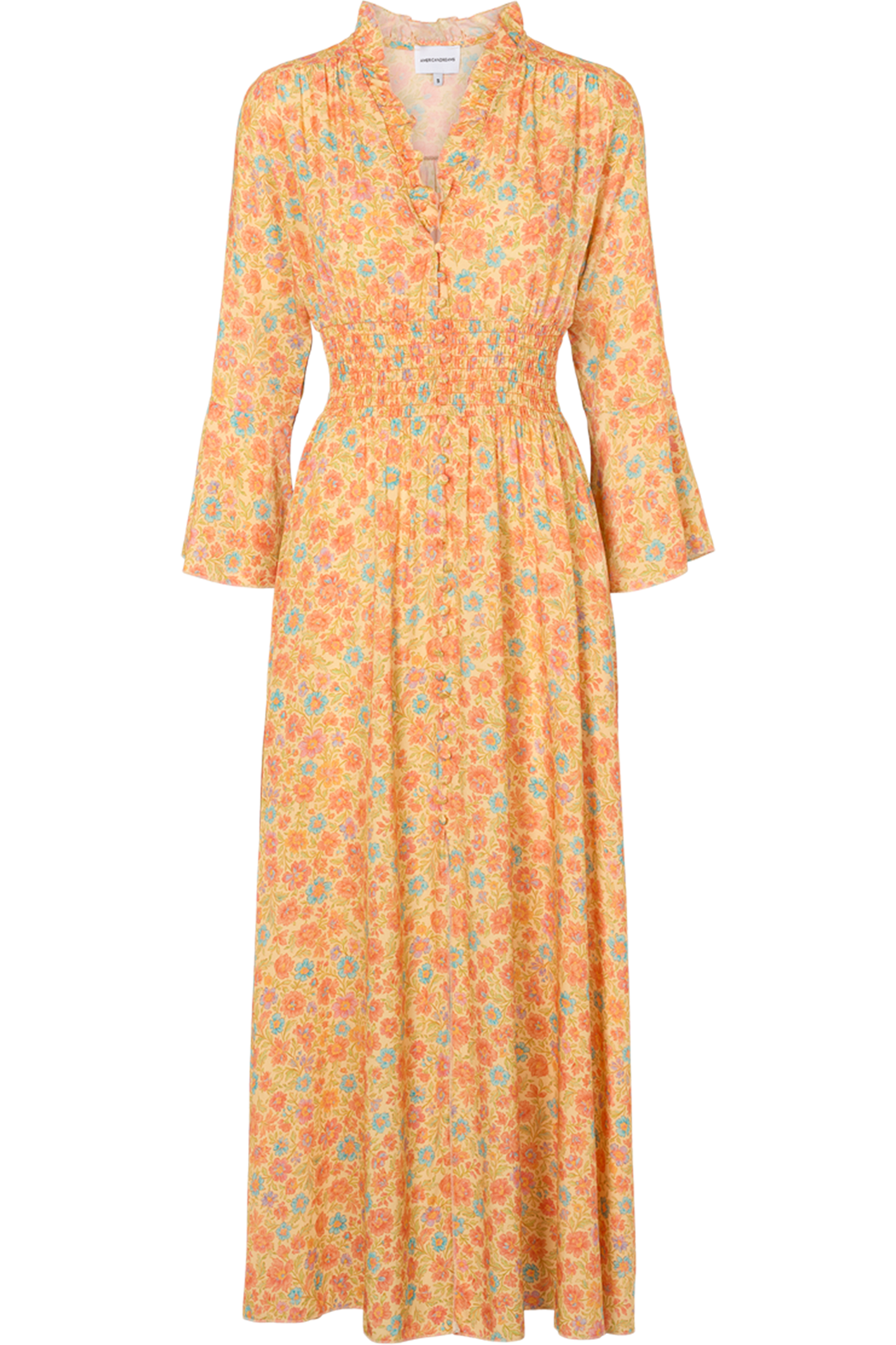 Sally Long Dress Yellow Small Multiflower