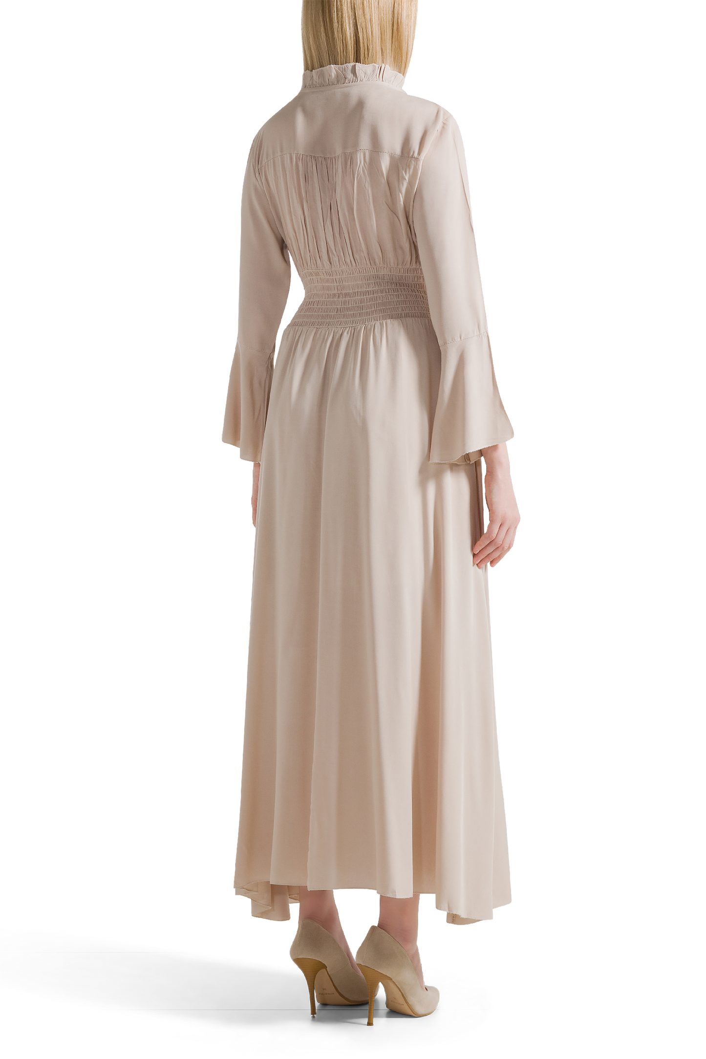 Sally Long Dress Solid Beige