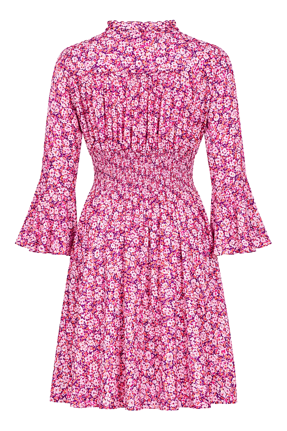 Sally Short Dress Lilac Bordeaux Big Flower