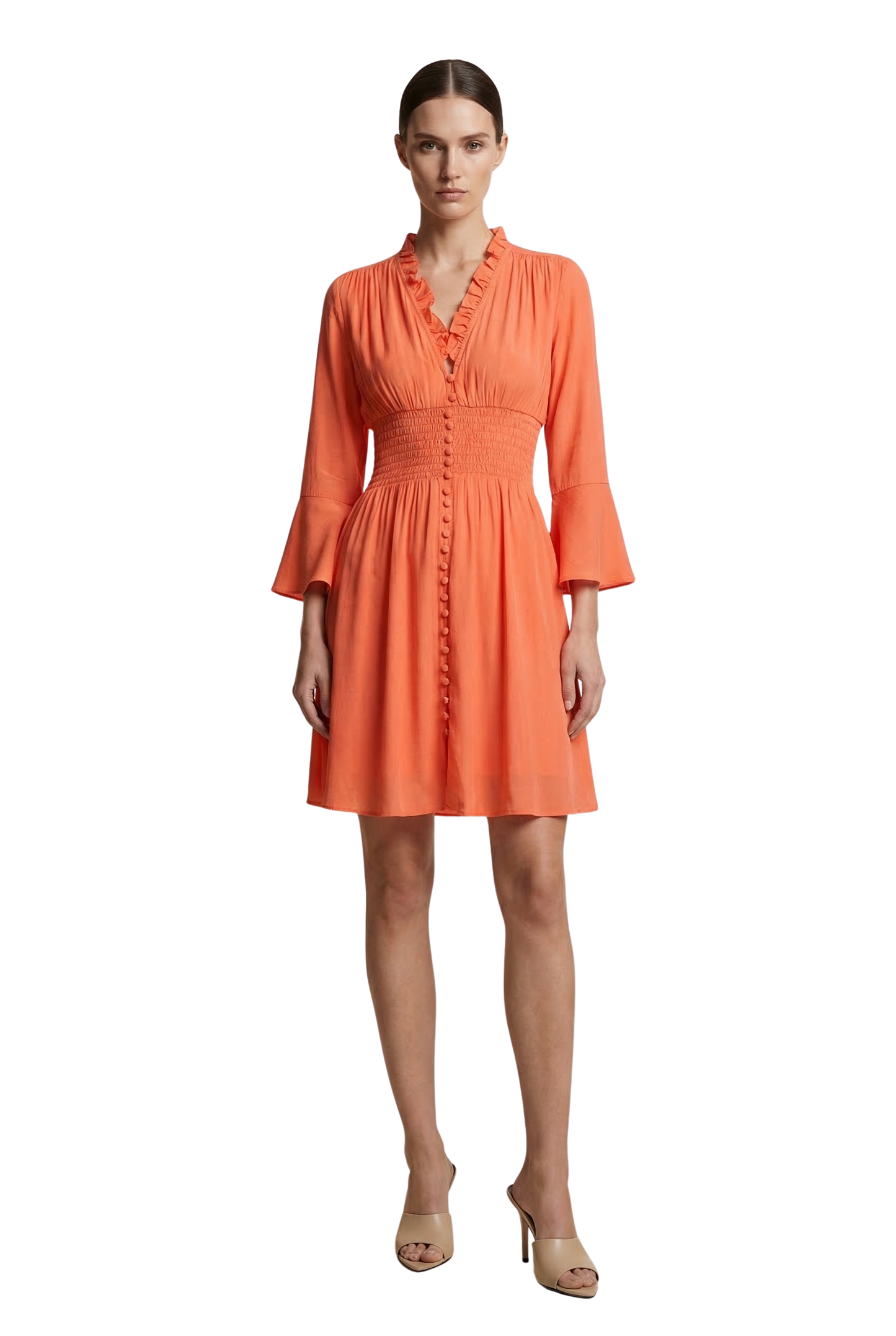Sally Short Dress Burnt Orange Solid
