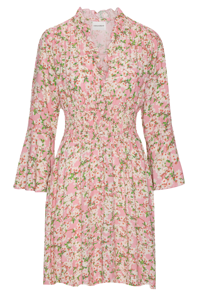 Sally Short Dress Light Pink White Flowers