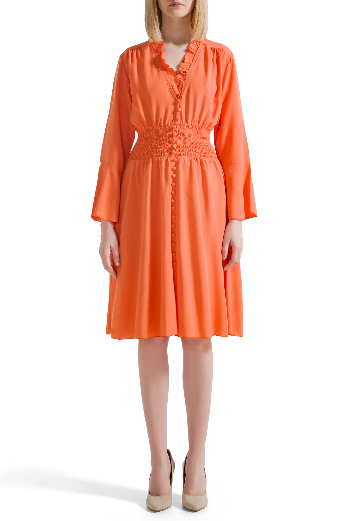Sally Short Dress Burnt Orange Solid