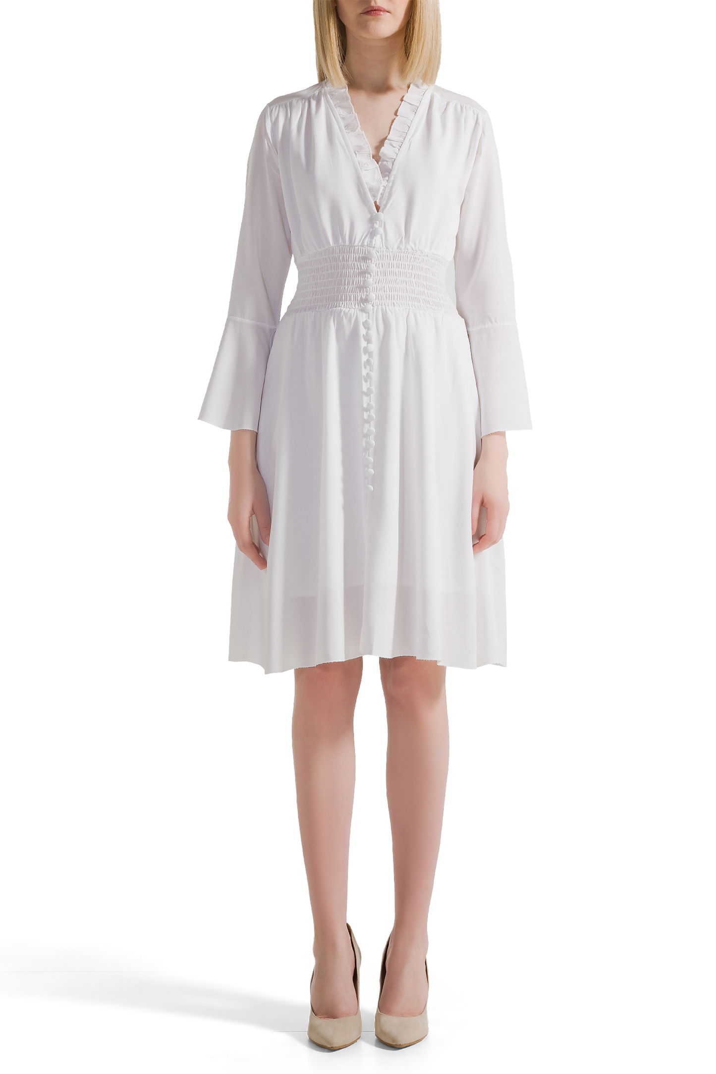 Sally Short Dress Solid White