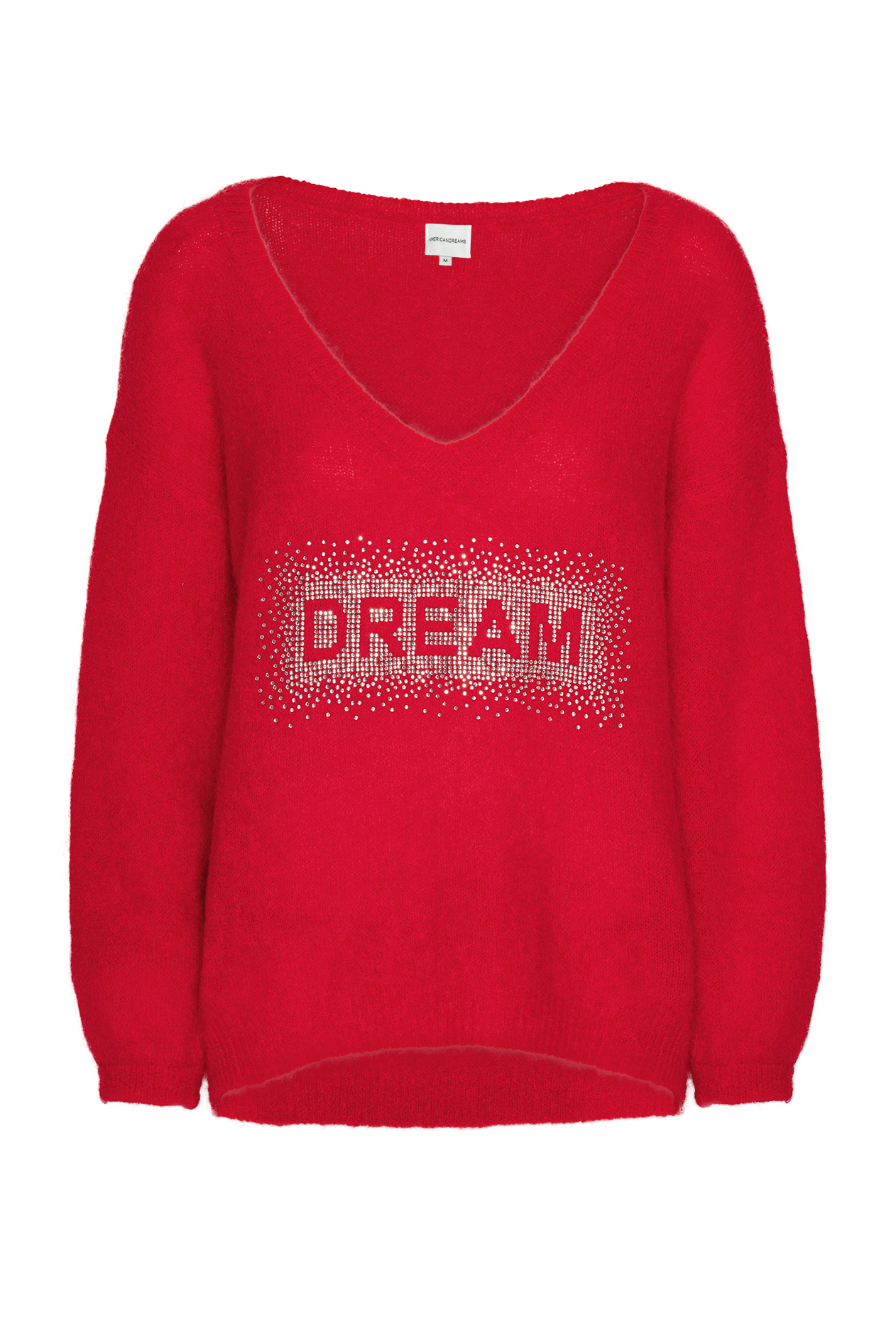 Silja V Neck Crystal Pullover Lipstick Red