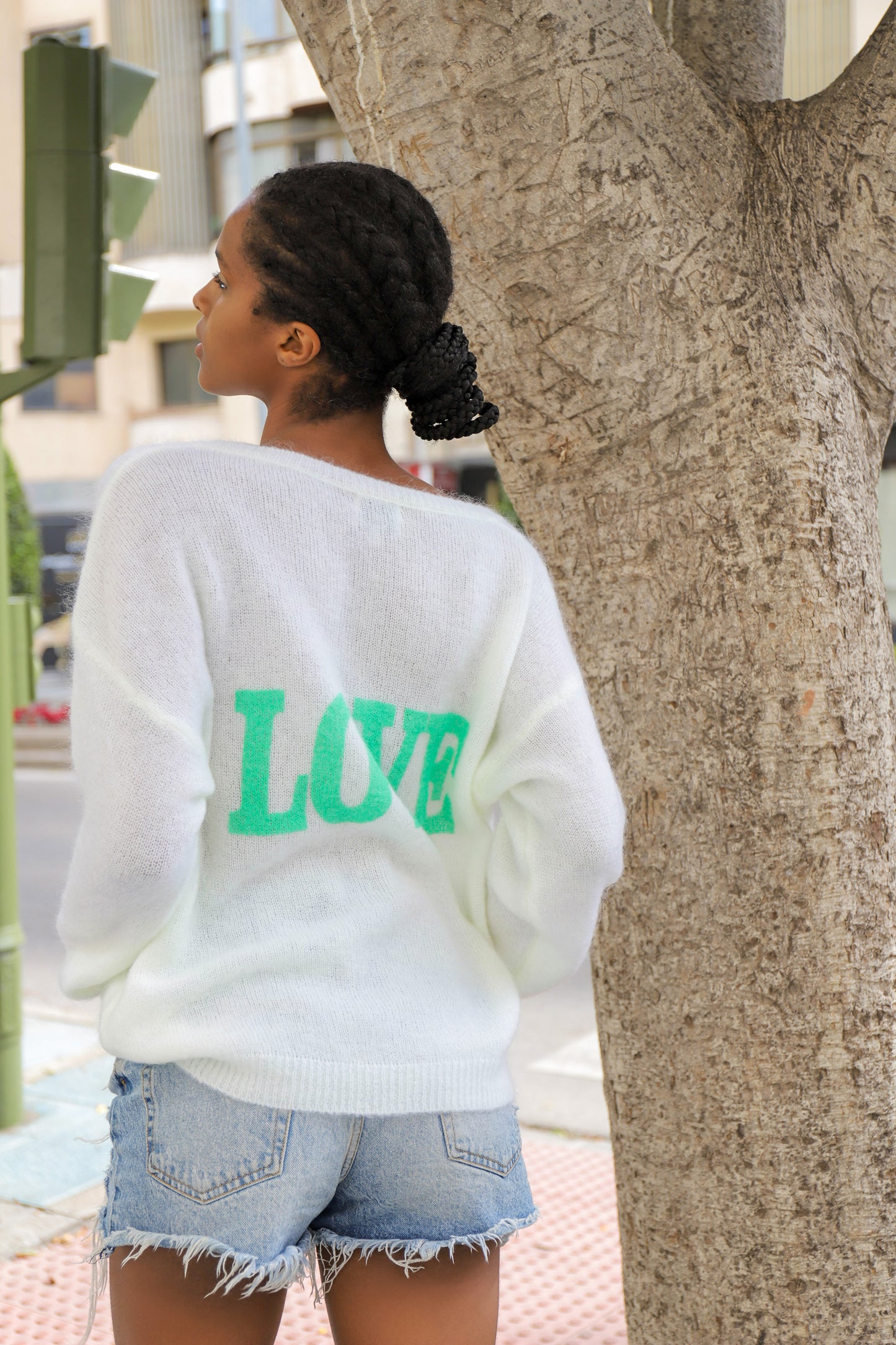 Silja Back Letters White W/ Green Letters (LOVE)