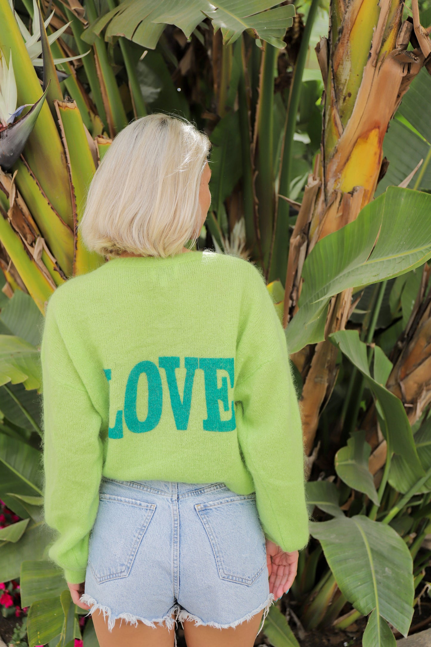Silja Back Letters Lime Green W/ Turquoise Letters (LOVE)