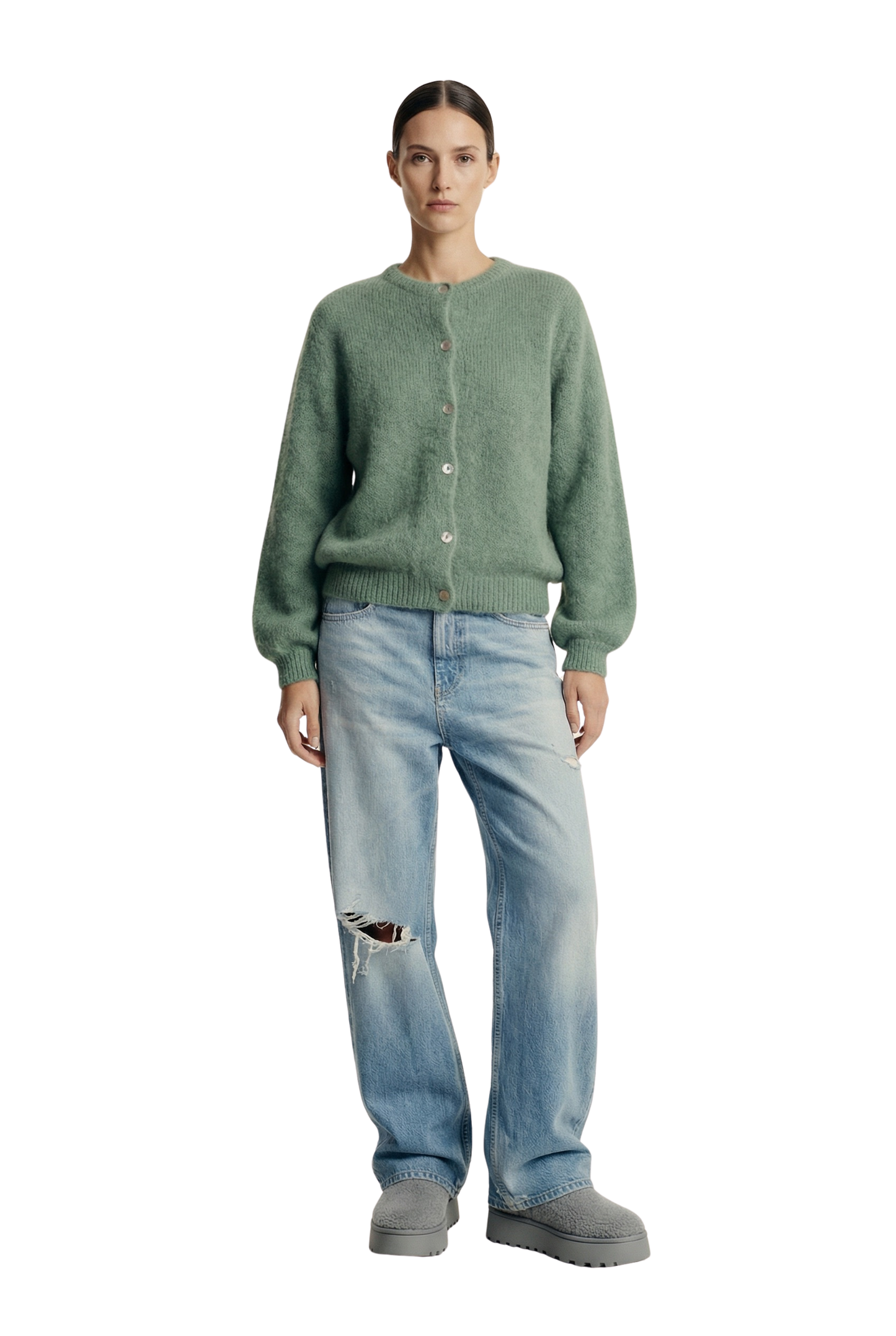 Susan Alpaca Cardigan Dusty Green