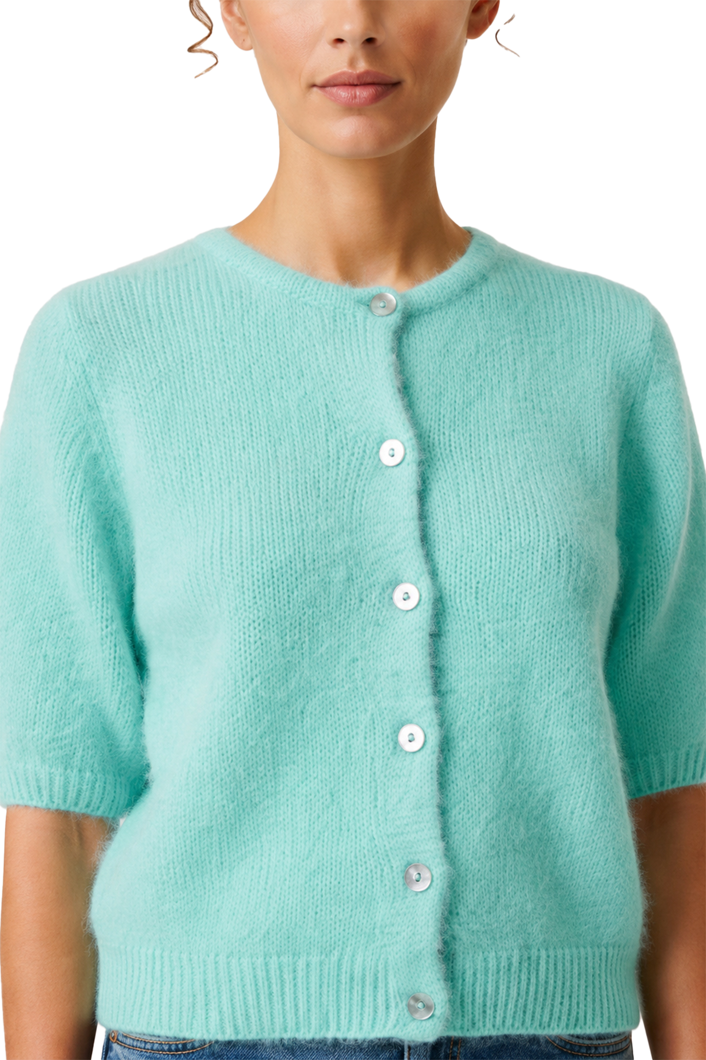 Susan Short Sleeve Cardigan Seafoam Green
