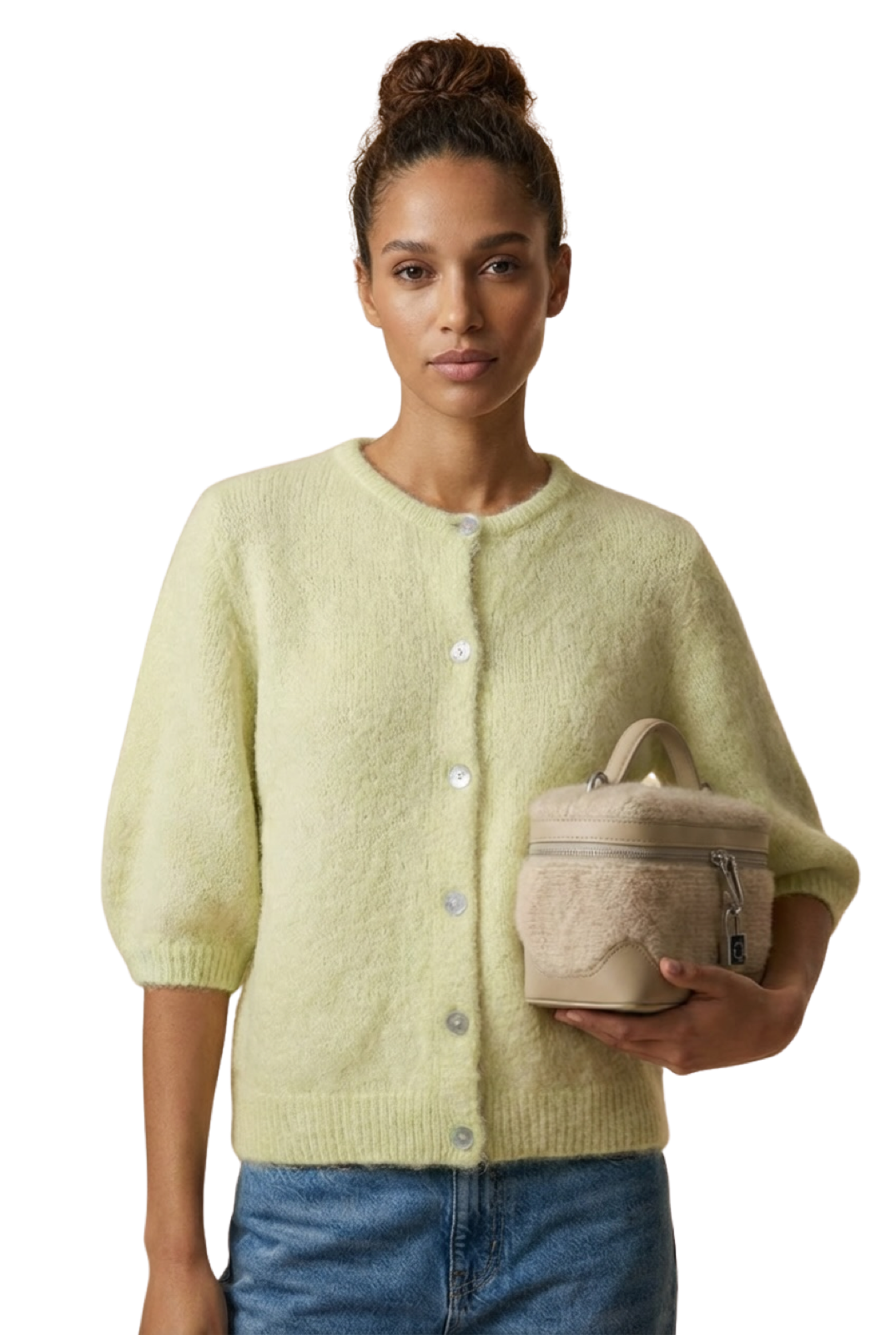 Susan Short Sleeve Cardigan Light Yellow