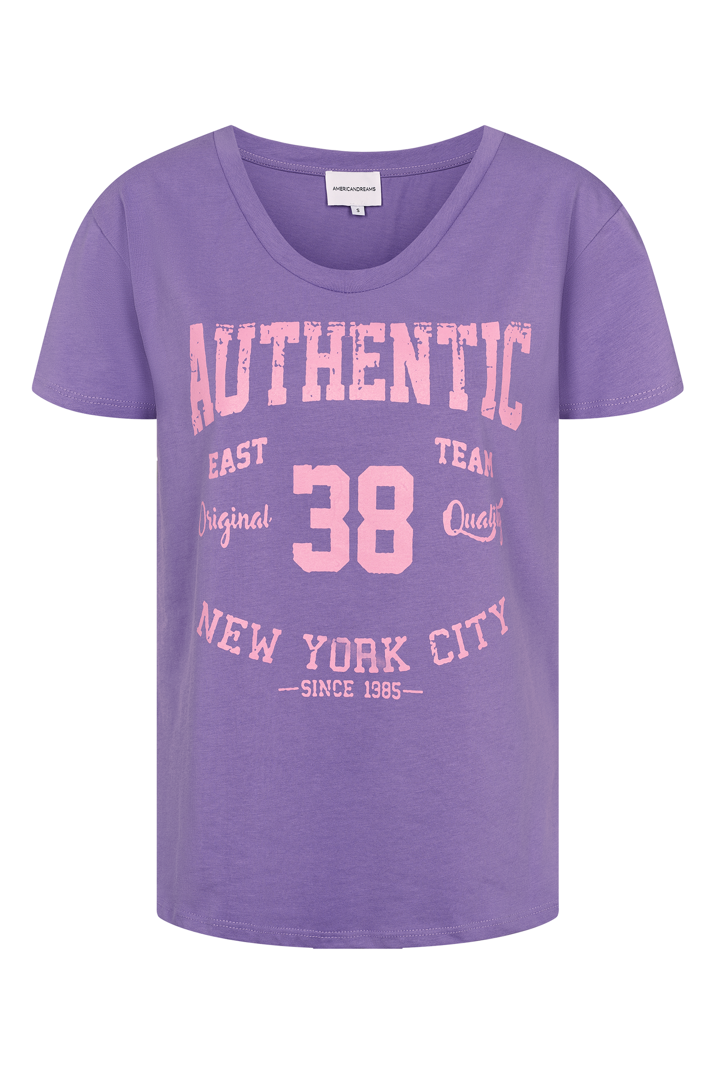 T-shirt Lilac 38 East Authentic Cotton Tee W/Pink Letters