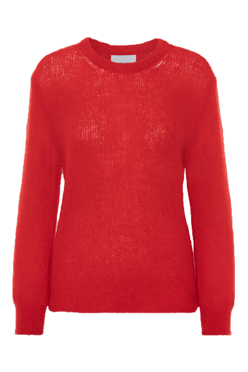 Ulla O Neck Knit Pullover Lipstick Red