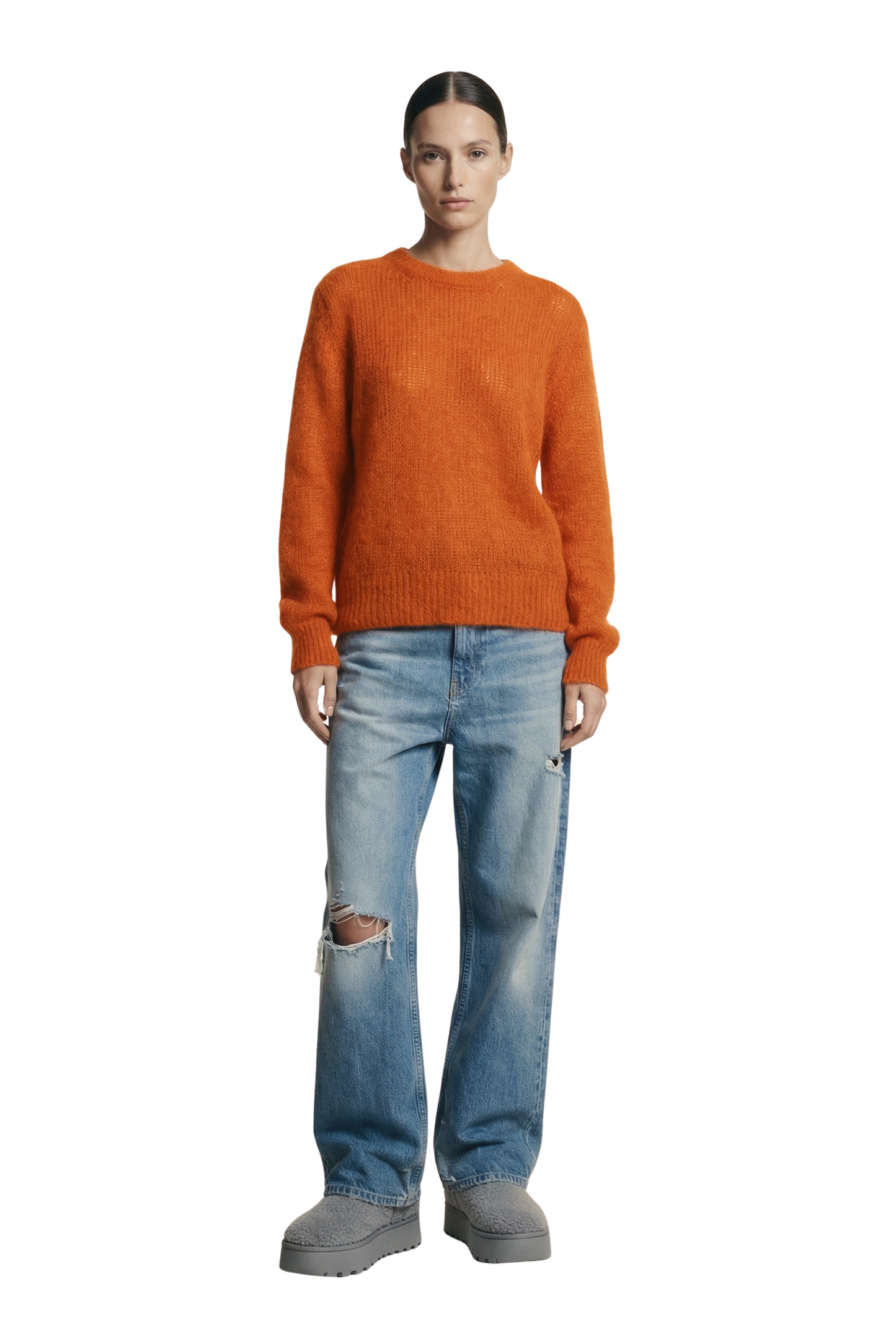 Ulla O Neck Knit Pullover Burnt Orange