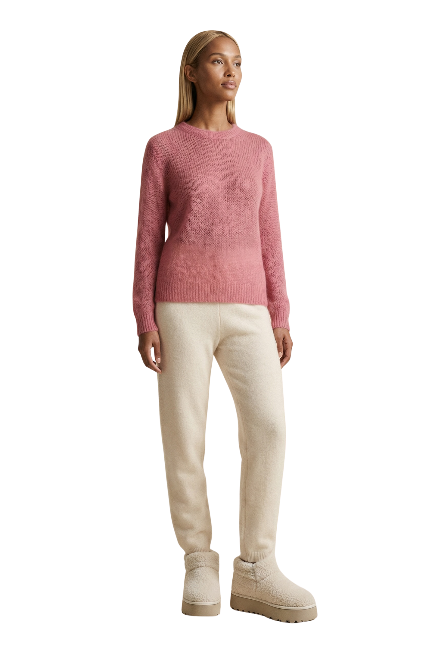 Ulla O Neck Knit Pullover Pink