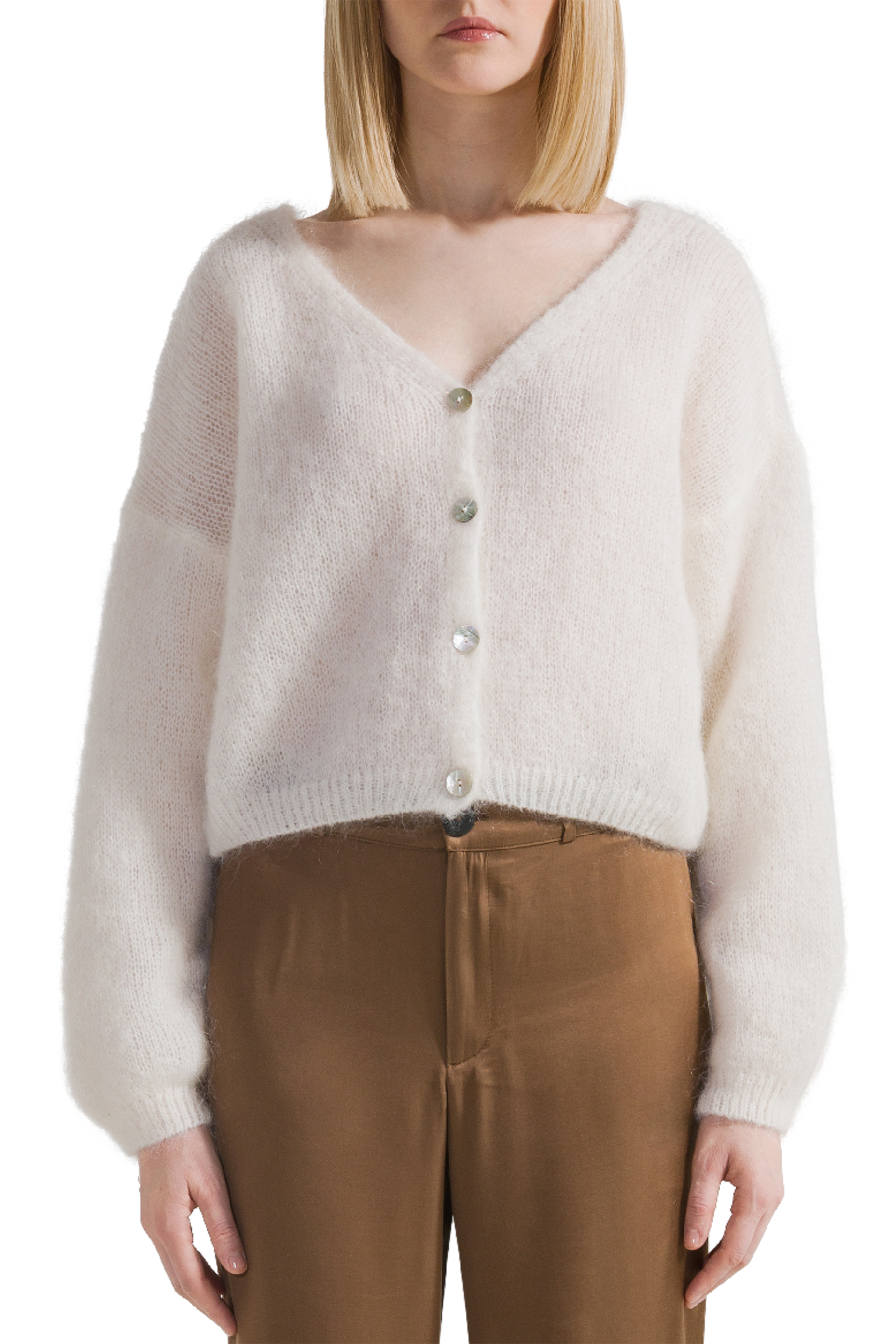 Cornelia Cropped Cardigan White