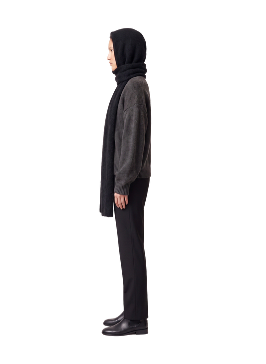 Penn Hooded Alpaca Scarf Black Model