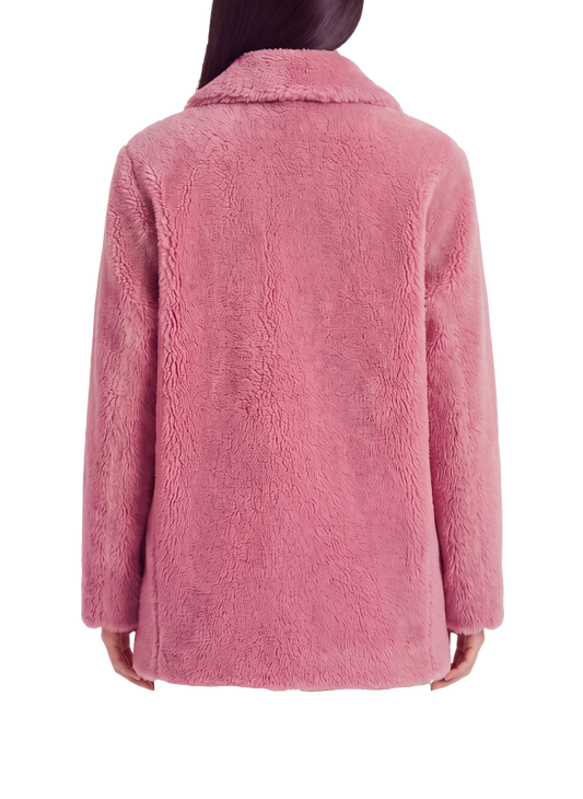 Fiona Short Coat Without Fur Pink Model Upper Back