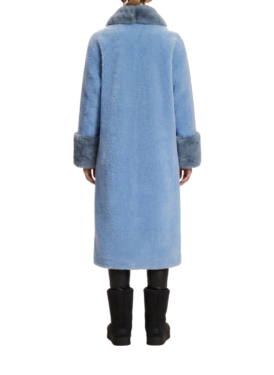Fiona Wool Coat Long Sky Blue Model Back
