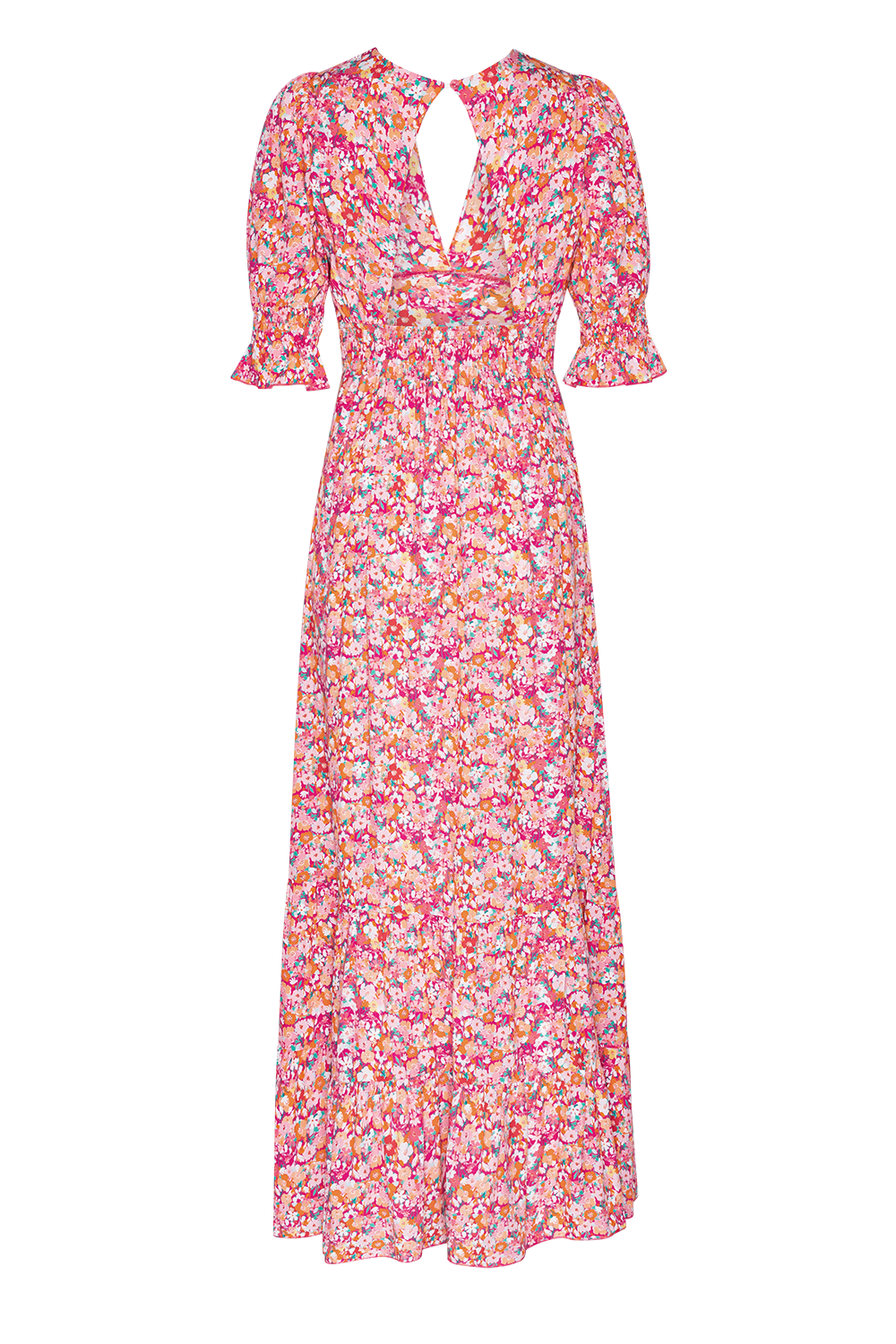 Koko Dress Long Open Back Red Flower