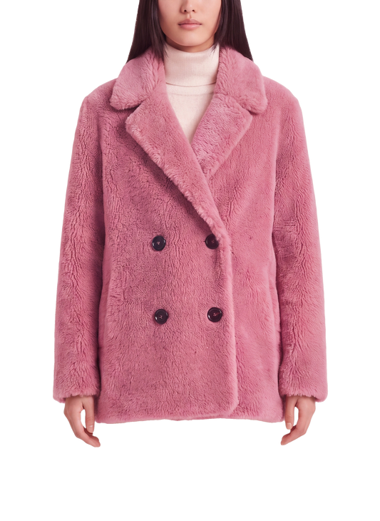 Fiona Short Coat Without Fur Pink Model Close