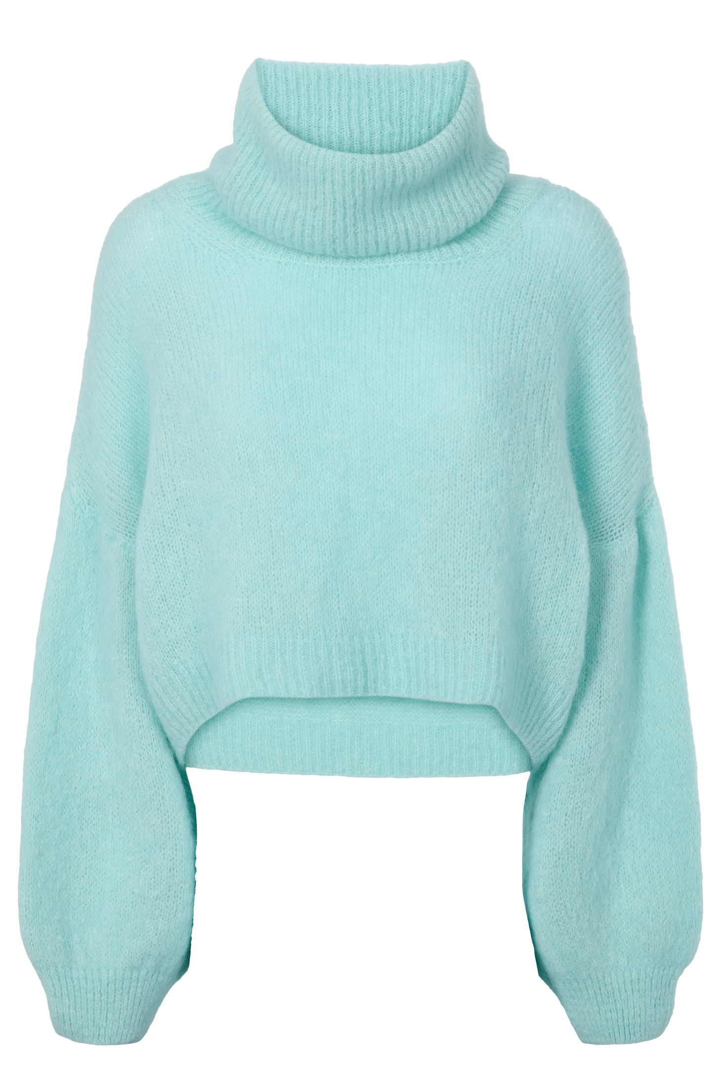 Andrea Rollneck Cropped Alpaca Pullover Seafoam Green