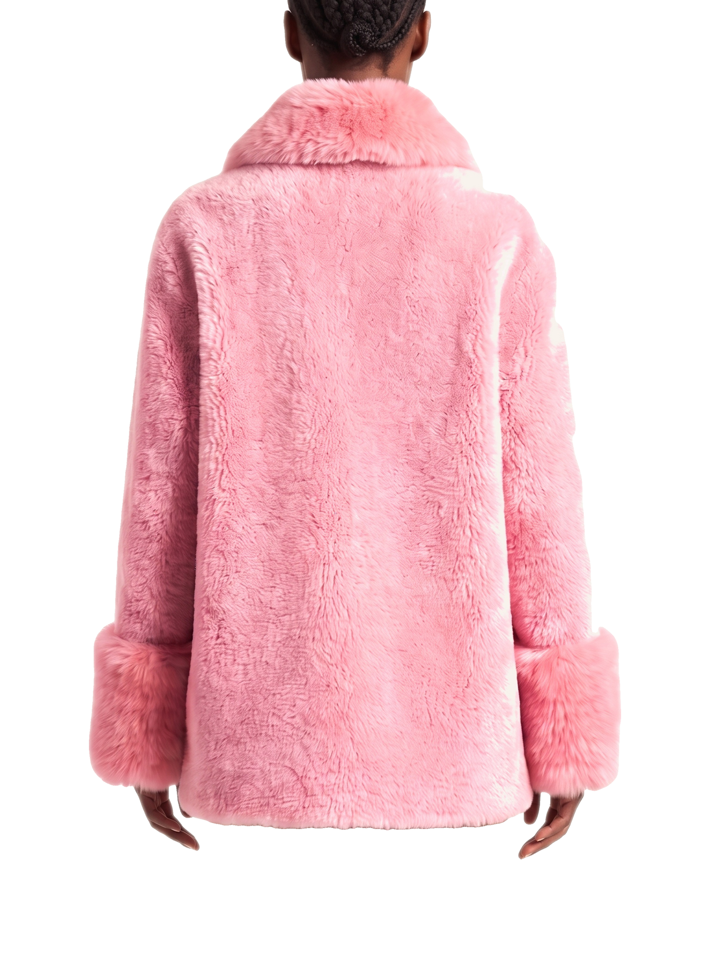 Fiona Wool Coat Short Pink Model Upper Back