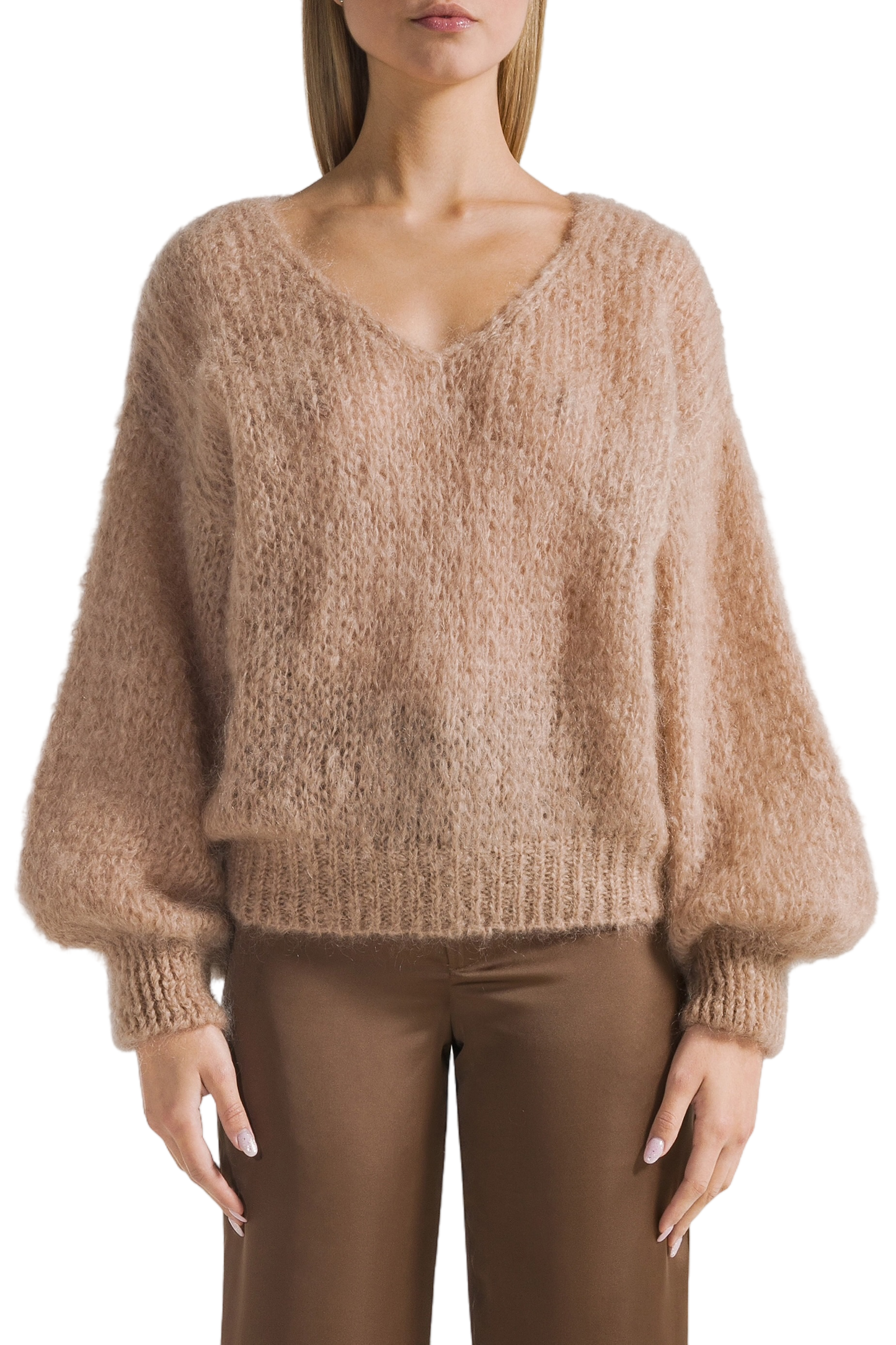 Milana LS Mohair Knit Medium Brown