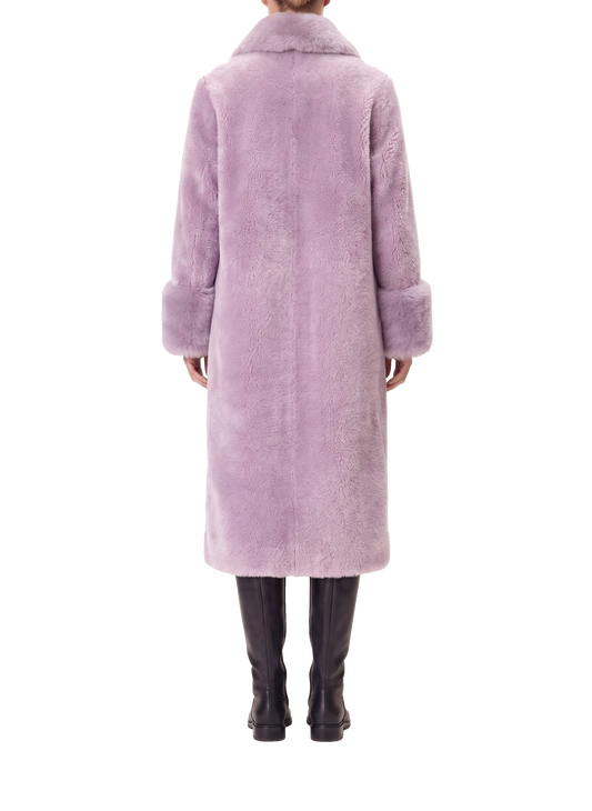 Fiona Wool Coat Long Lavender Model Back