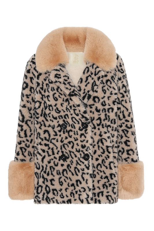 Fiona Short Wool Coat Animal Printed
