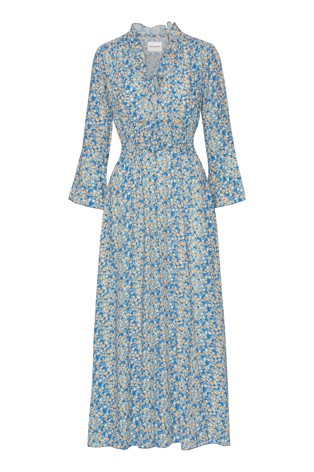 Sally Long Dress Teal Blue Flower