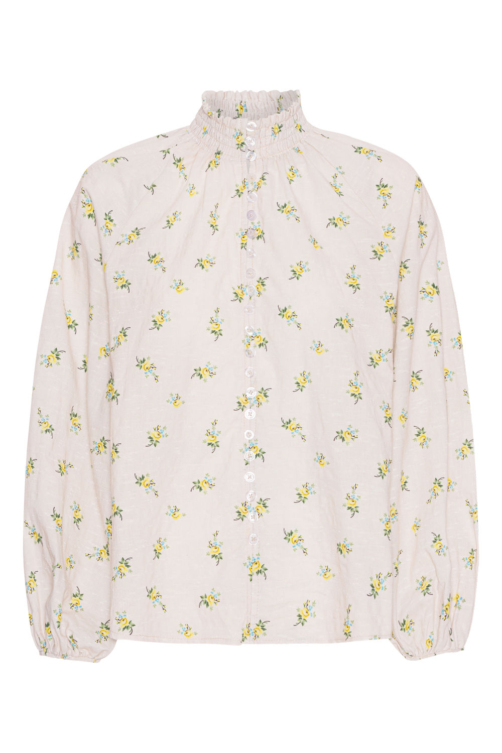 Perla Cotton Shirt Yellow Flower