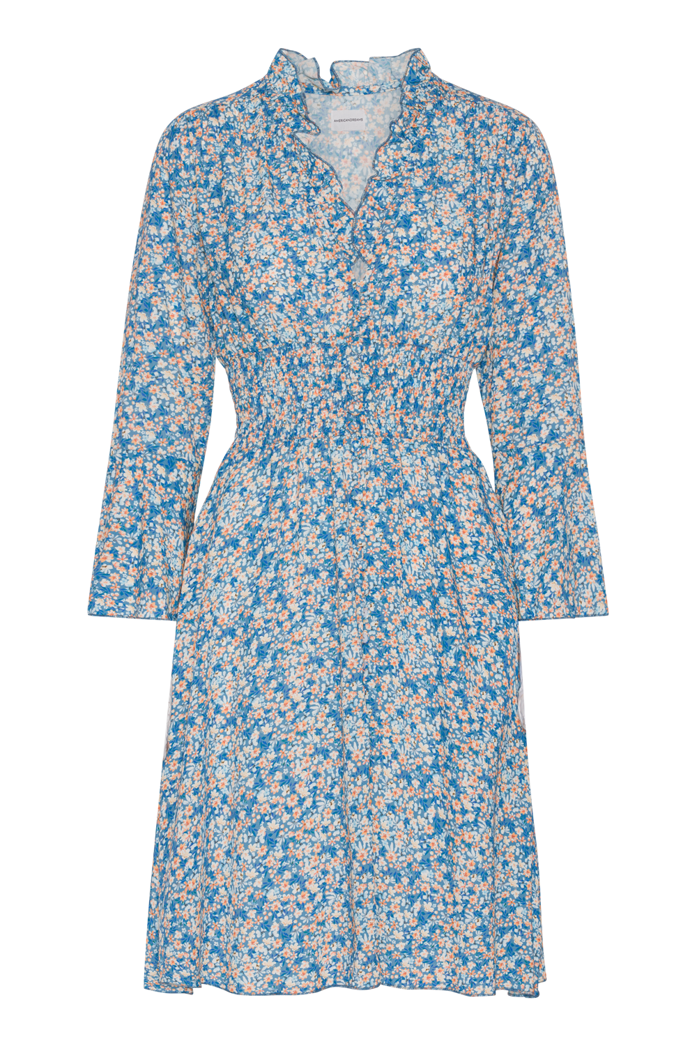 Sally Short Dress Teal Blue Flower