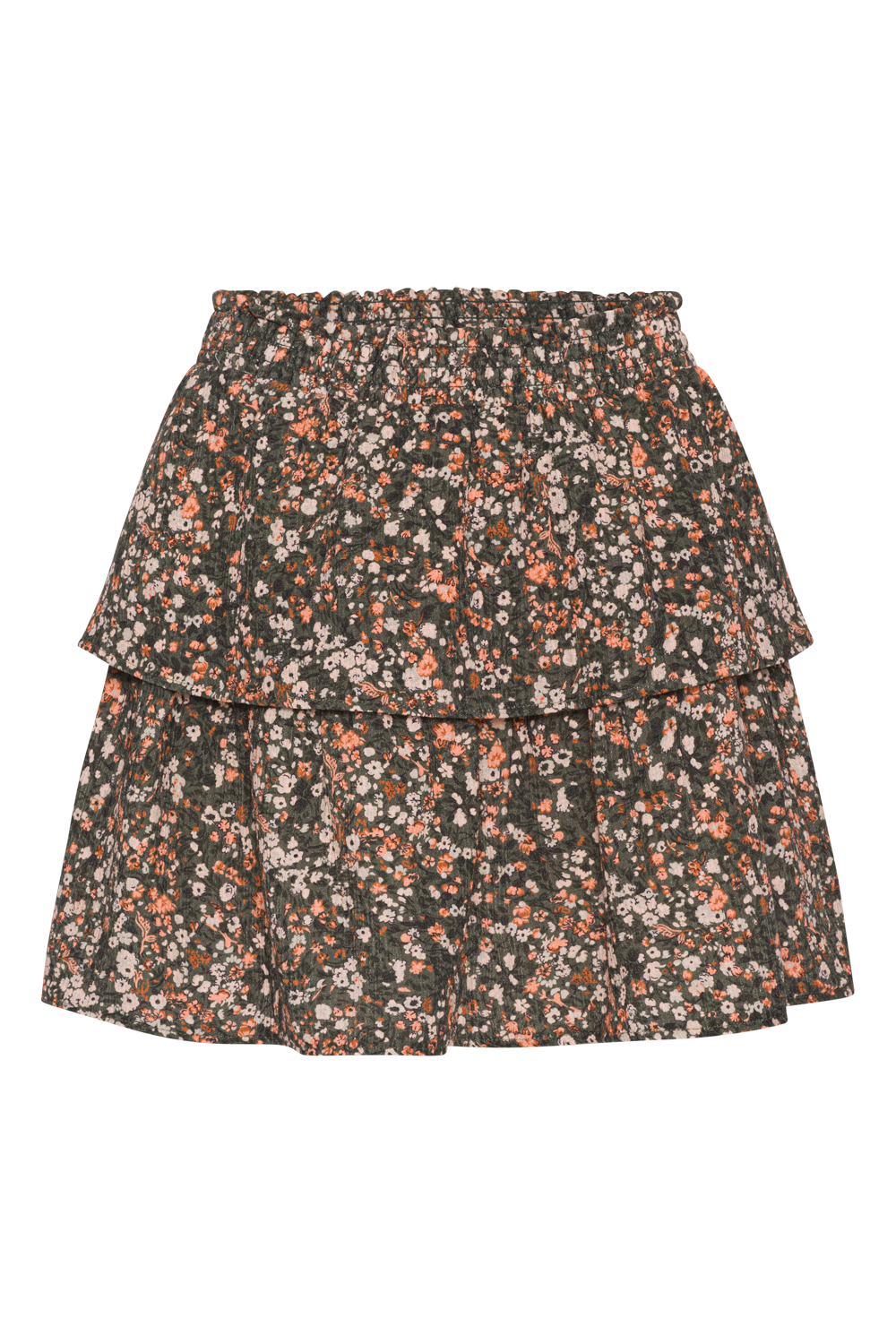 Sally Cotton Short Skirt Army Flower