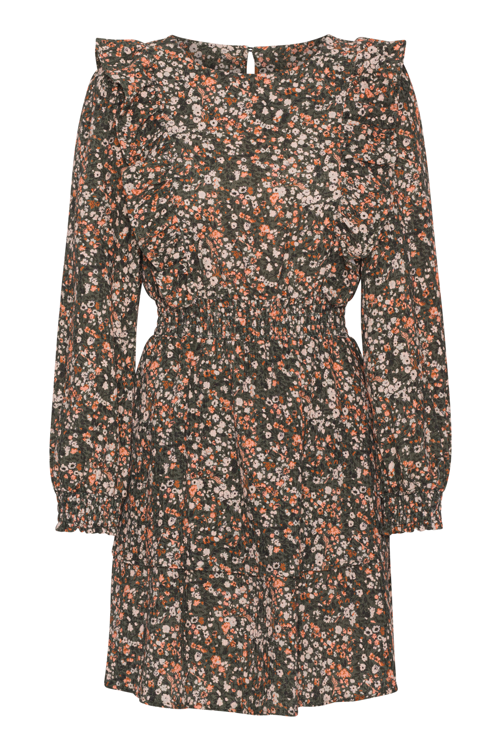 Patricia Long Sleeve Short Dress Army Flower - Sample