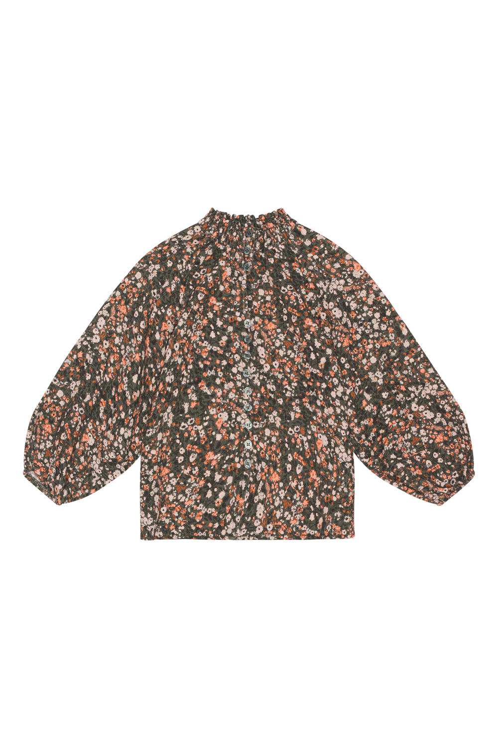 Perla Cotton Shirt Kids Army Flower - Sample