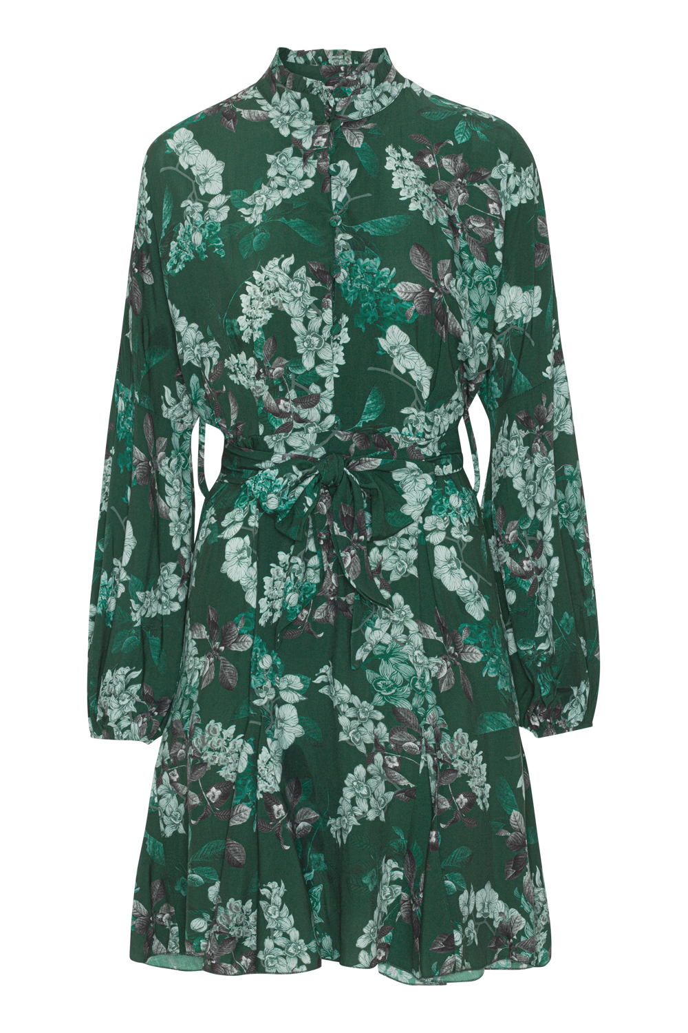 Aia Viscose Dress Green Big Flower