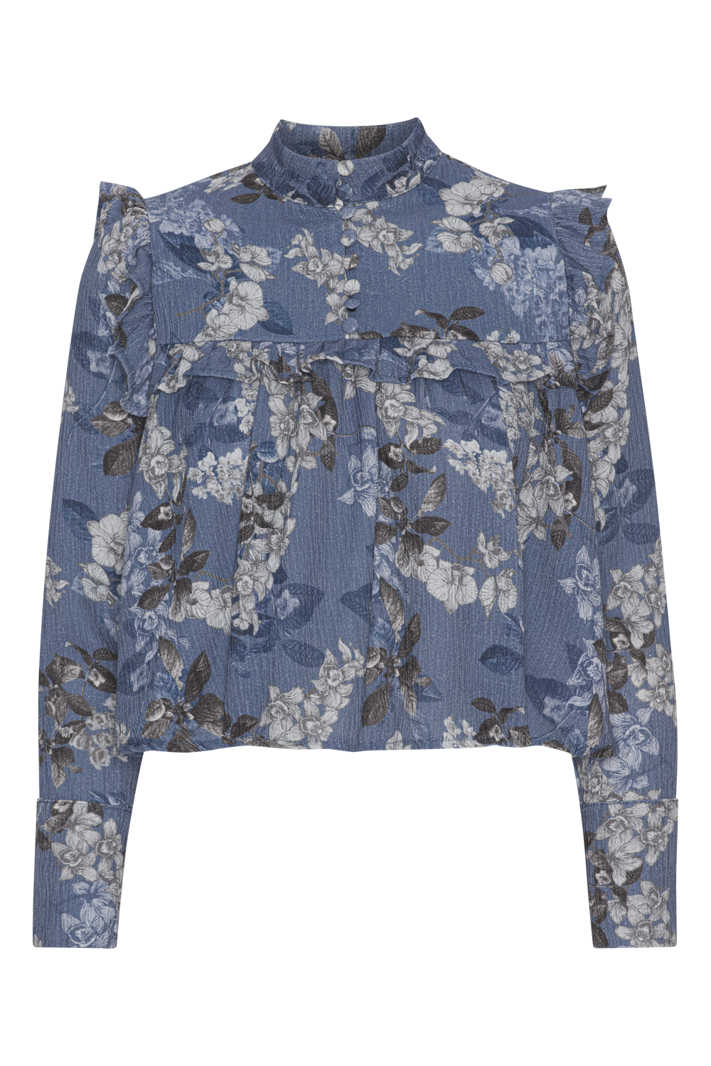 Annabella LS Cotton Shirt Blue Flower - Sample