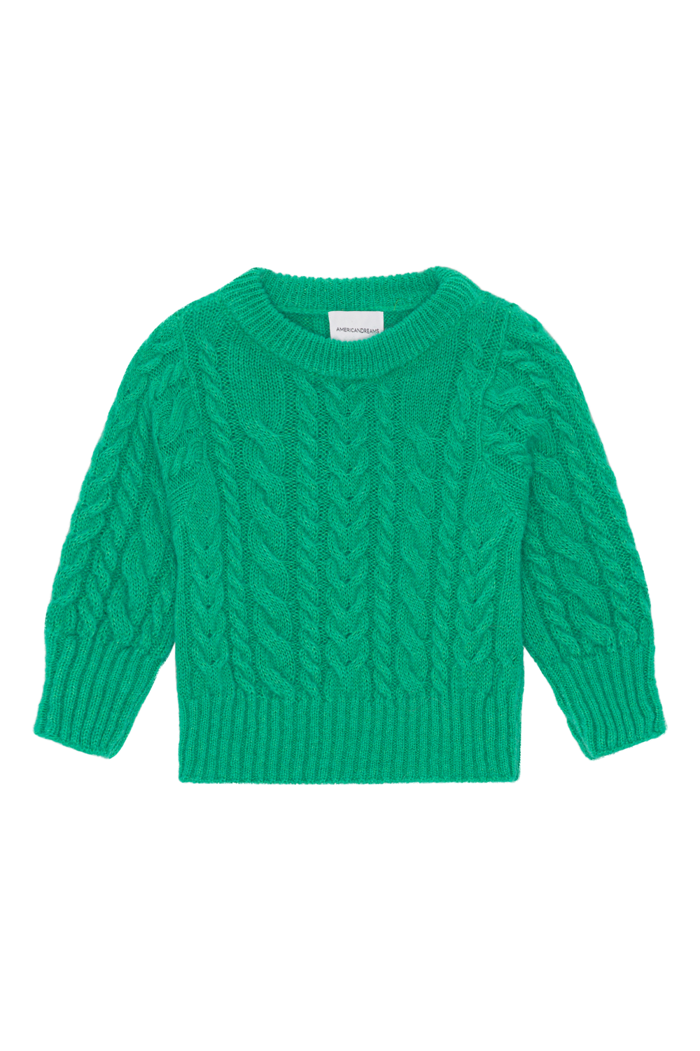 Lily Cable Knit Pullover Kids Emerald Green - Sample