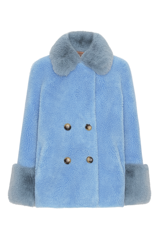 Fiona Short Wool Coat Sky Blue