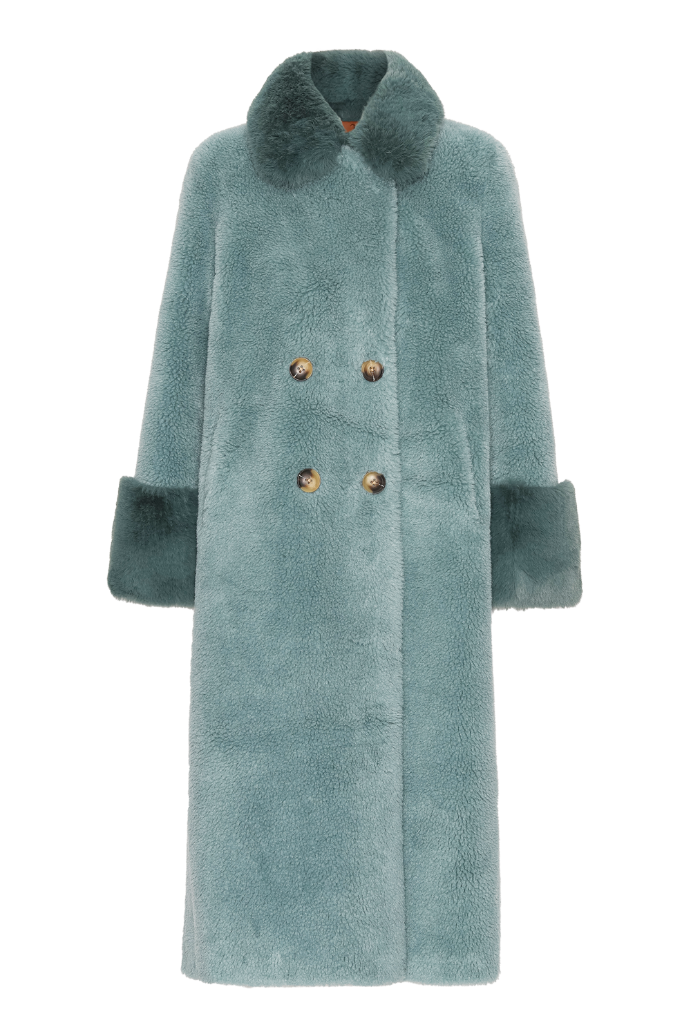 Fiona Long Wool Coat Turquoise