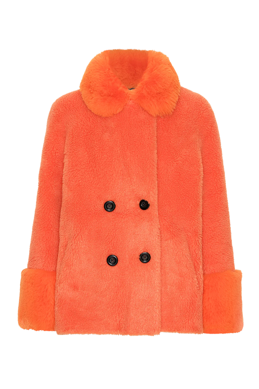 Fiona Short Wool Coat Orange