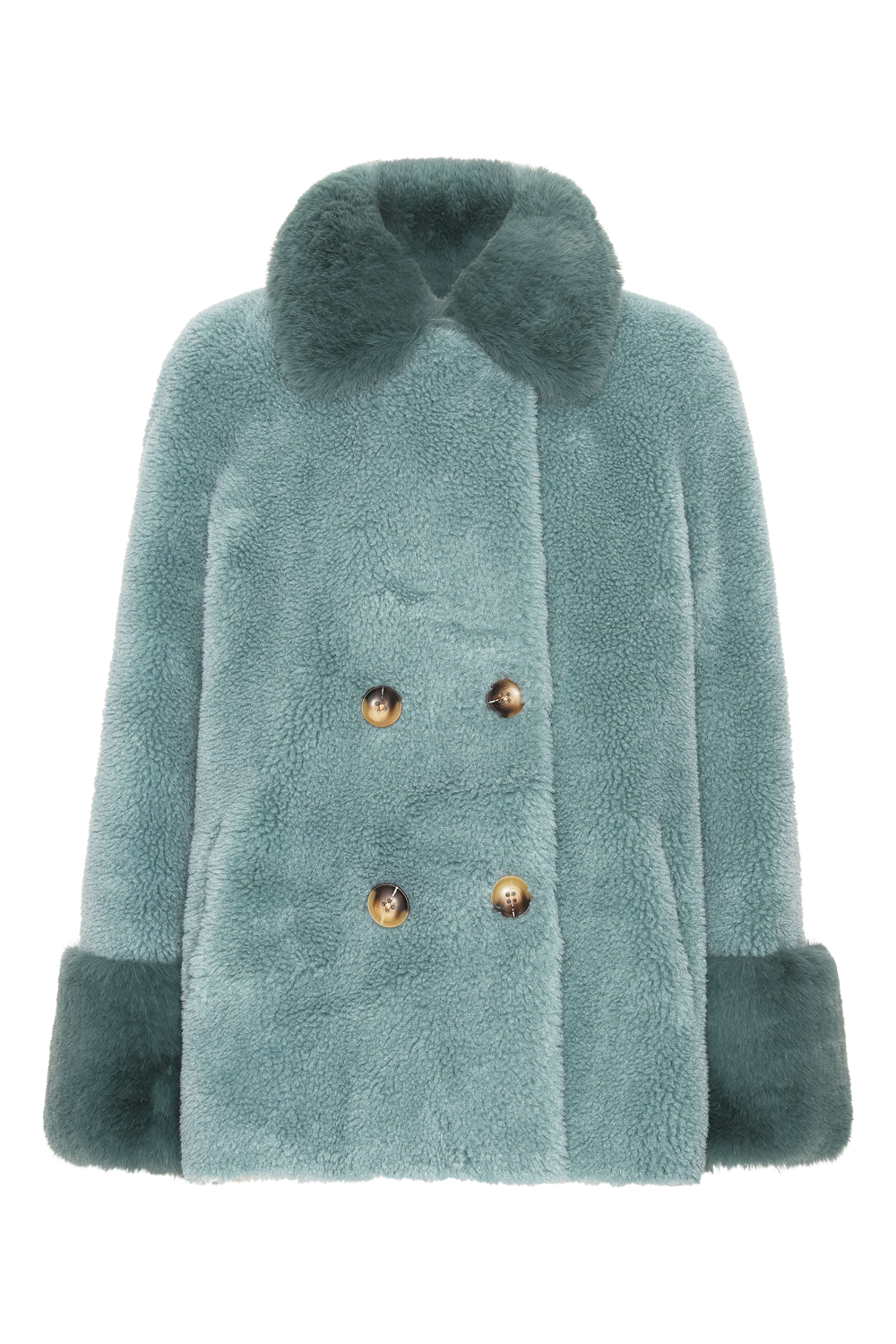Fiona Short Wool Coat Turquoise