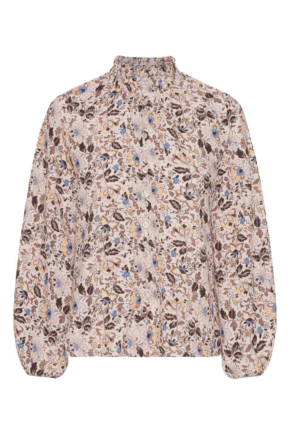 Perla Cotton Shirt Sand Multi Small Flower