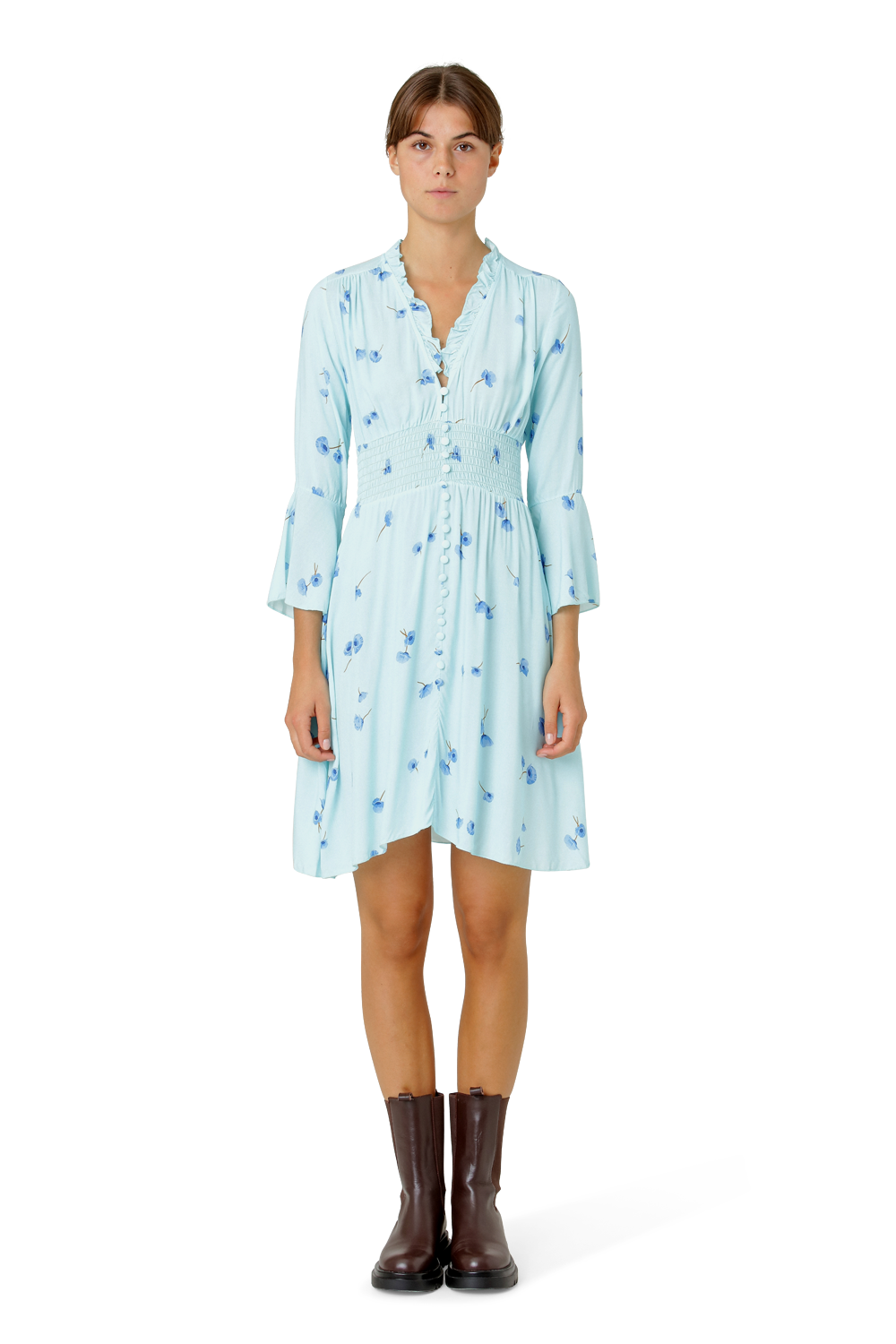 Sally Short Dress Light Blue Flower
