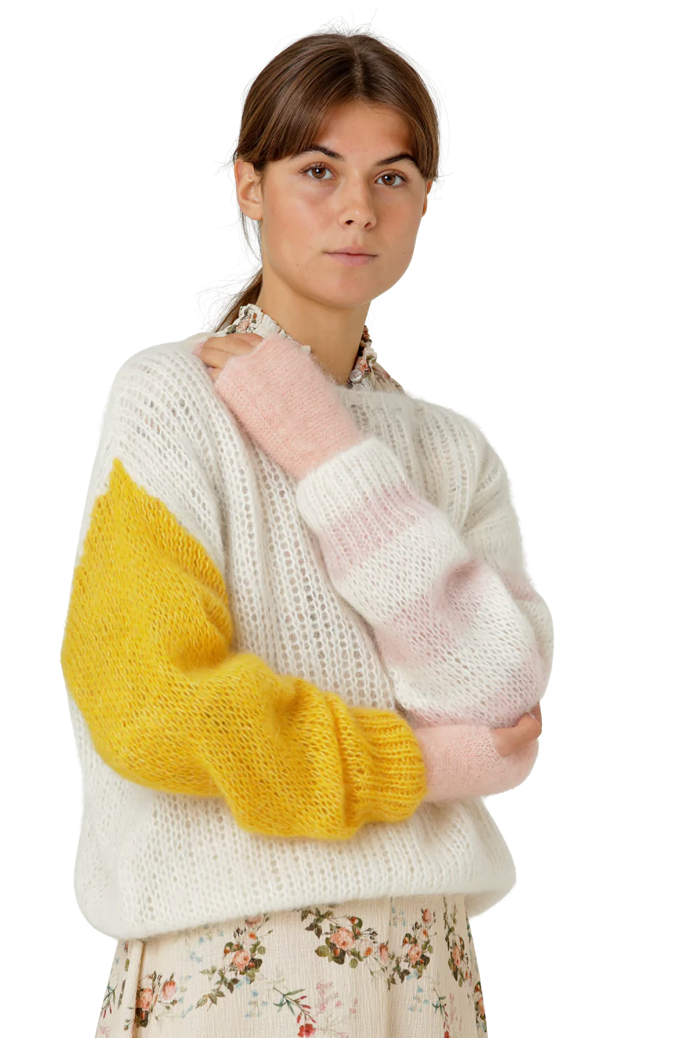 Tilly Fingerless Knit Gloves Peach - Sample