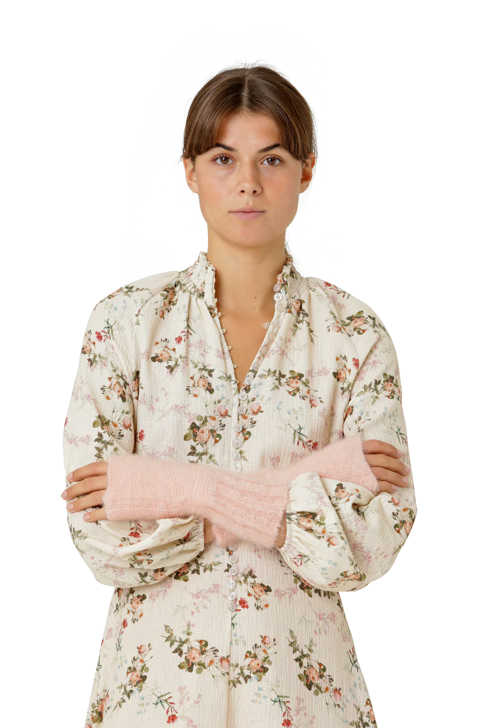 Tilly Fingerless Knit Gloves Peach - Sample