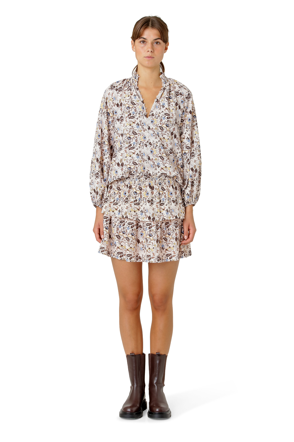 Sally Cotton Short Skirt Sand Flower