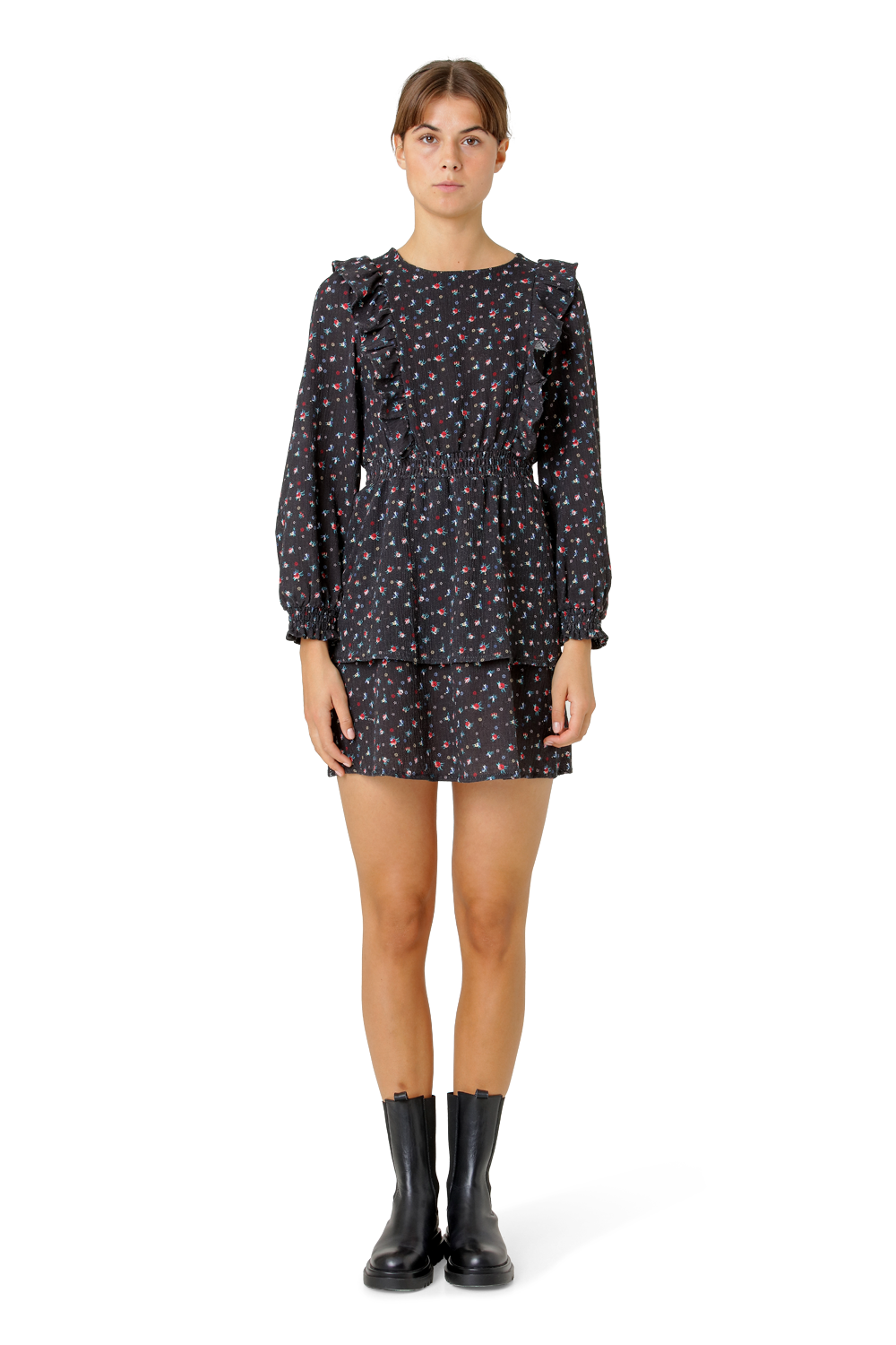 Patricia LS Cotton Dress Black Flower