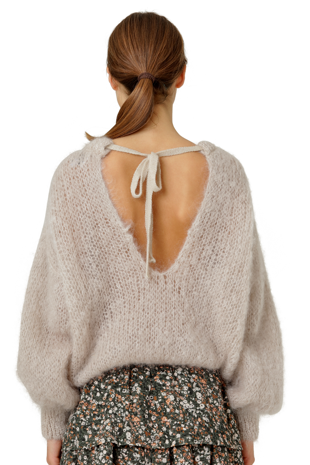 Toga Back Tie Mohair Pullover Beige