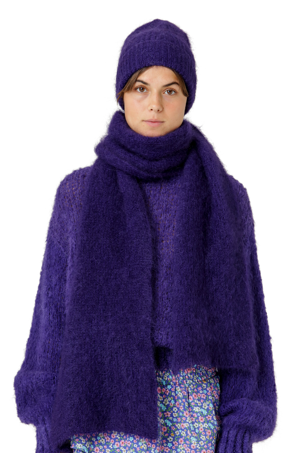 Mila Mohair Beanie Violet - Sample